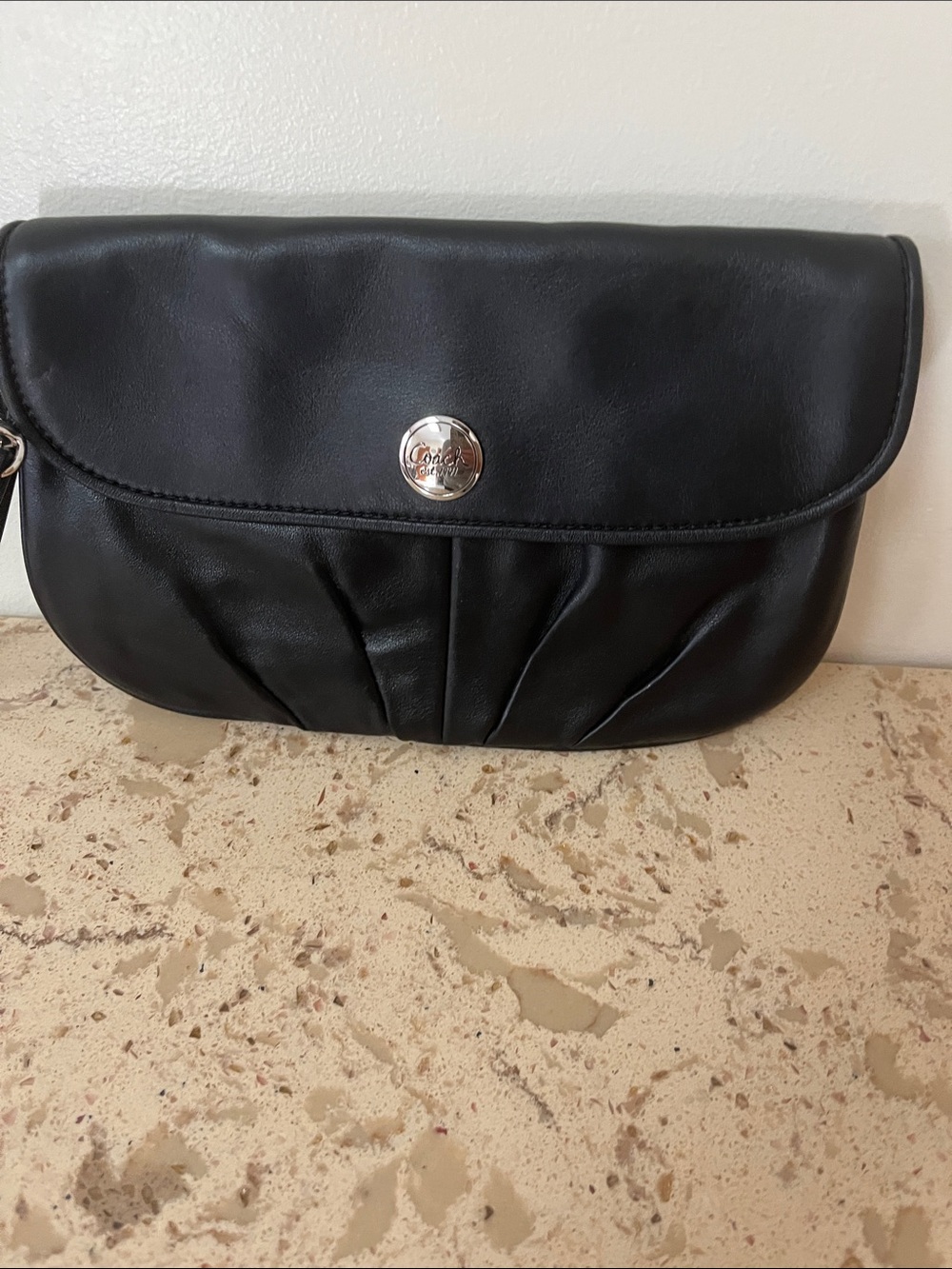Coach vintage Black Women's Leather Clutch with Silver Accent